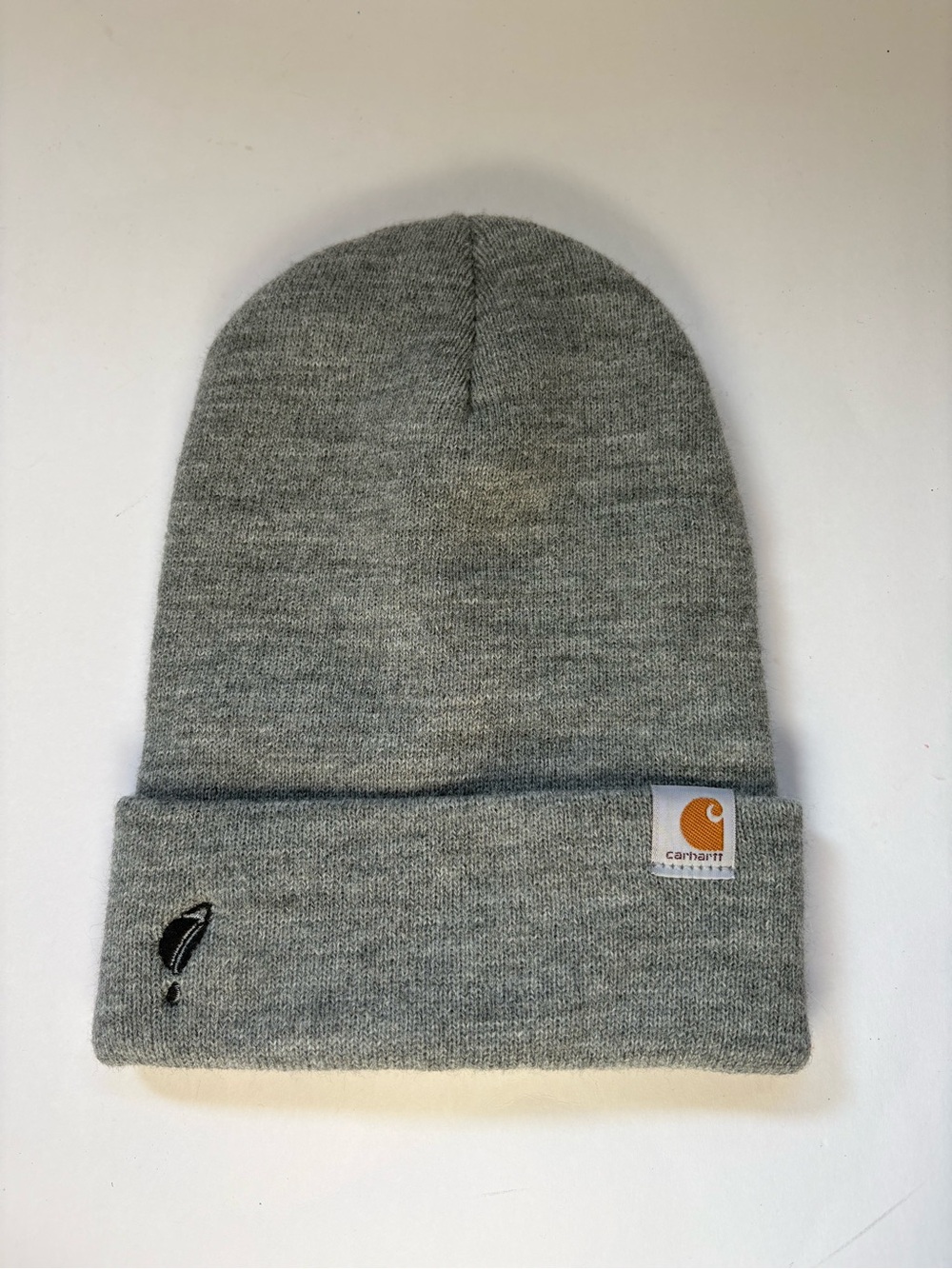 Carhartt Hat Men Women One Size Knit Gray Fold over Gorpcore Logo Warm Trendy